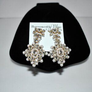 Borrowed & Blue Stone Pearl Burst Statement Drop Earrings #BBEA5473CRY NWT